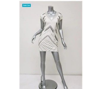 Parker Cream Beaded Dress Size Small Retails $678